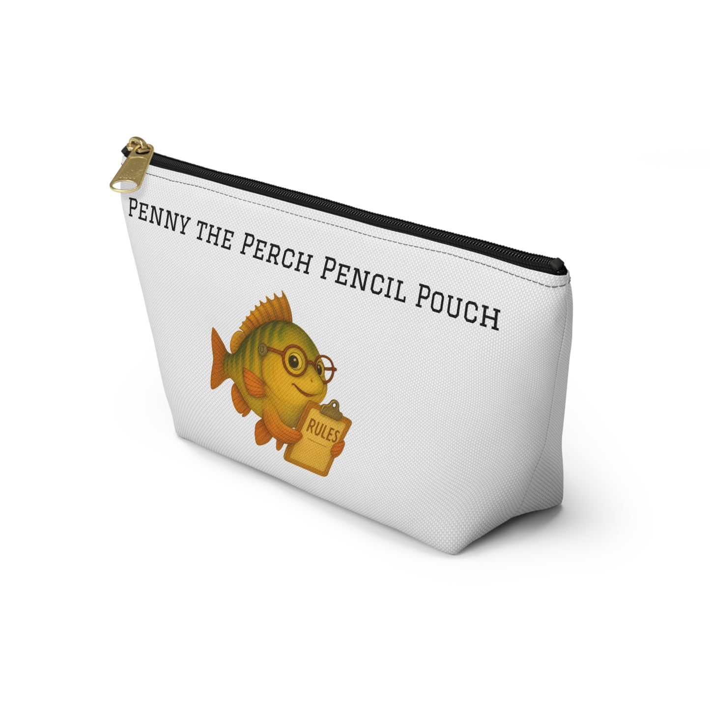 Penny the Perch Pencil Pouch | Cute Fish Accessory Bag, Kids' School Supplies, Back to School Gift, Stationery Organizer, Fun Fishing Theme