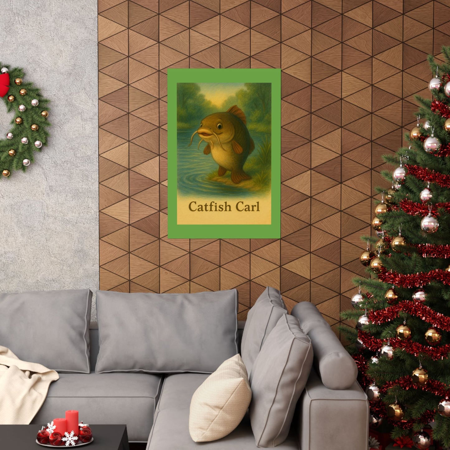 Whimsical Catfish Carl Poster: Unique Home Decor, Fishing Art, Playful Wall Decor, Gift for Anglers, Nursery Art