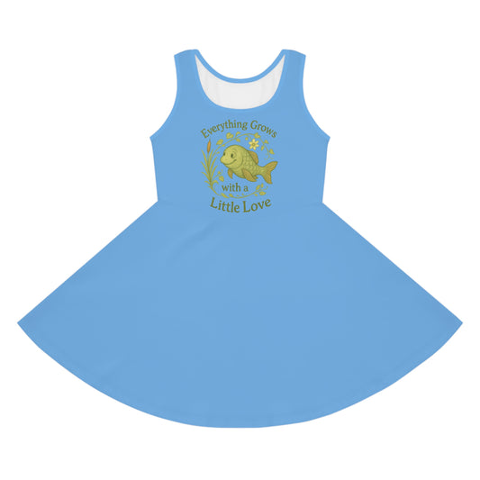 Girls' Playful Sundress with Inspirational Fish Design, Summer Dress, Children's Fashion, Birthday Gift, Beach Wear, Everyday Outfit