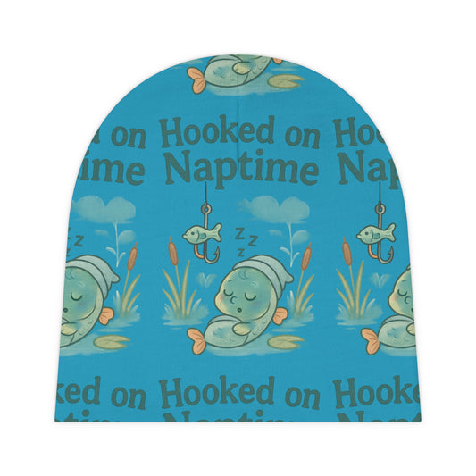 Hooked on Naptime Baby Beanie, Cute Baby Hat, Infant Accessory, Newborn Gift, Perfect for Baby Showers, Toddler Headwear