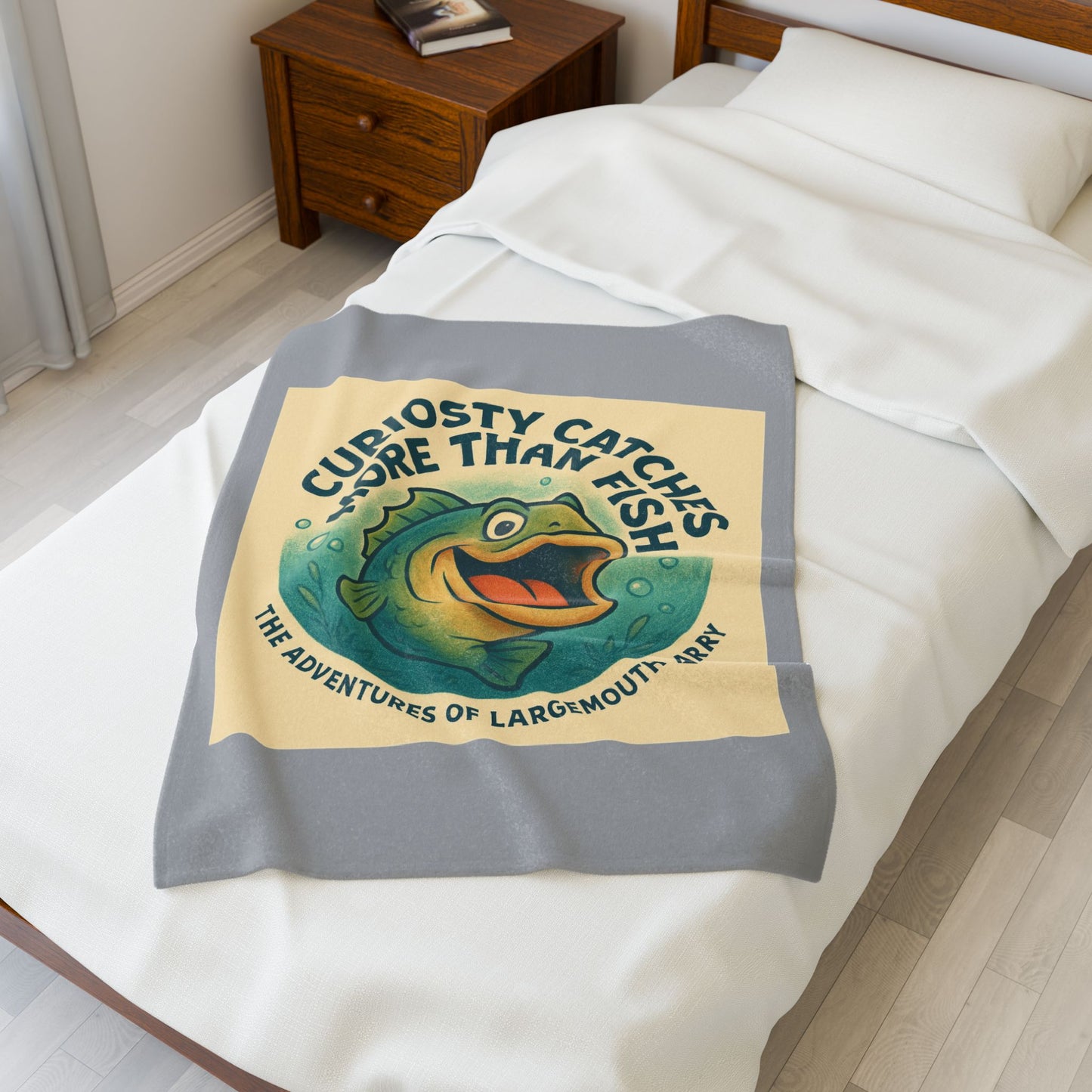 Curiosity Catches More Than Fish - Velveteen Plush Blanket for Fishing Enthusiasts, Cozy Throw for Home, Perfect Gift, Camping [...]