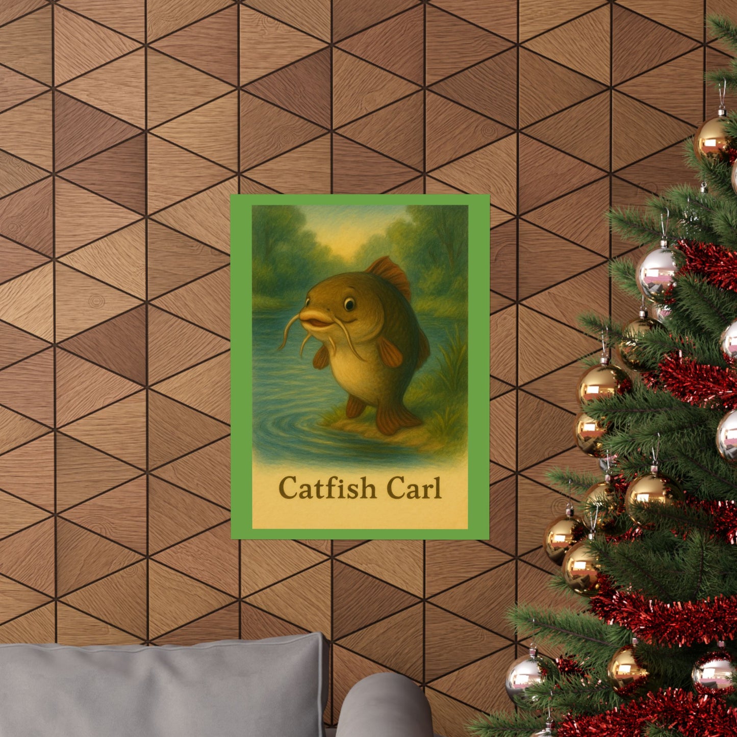 Whimsical Catfish Carl Poster: Unique Home Decor, Fishing Art, Playful Wall Decor, Gift for Anglers, Nursery Art