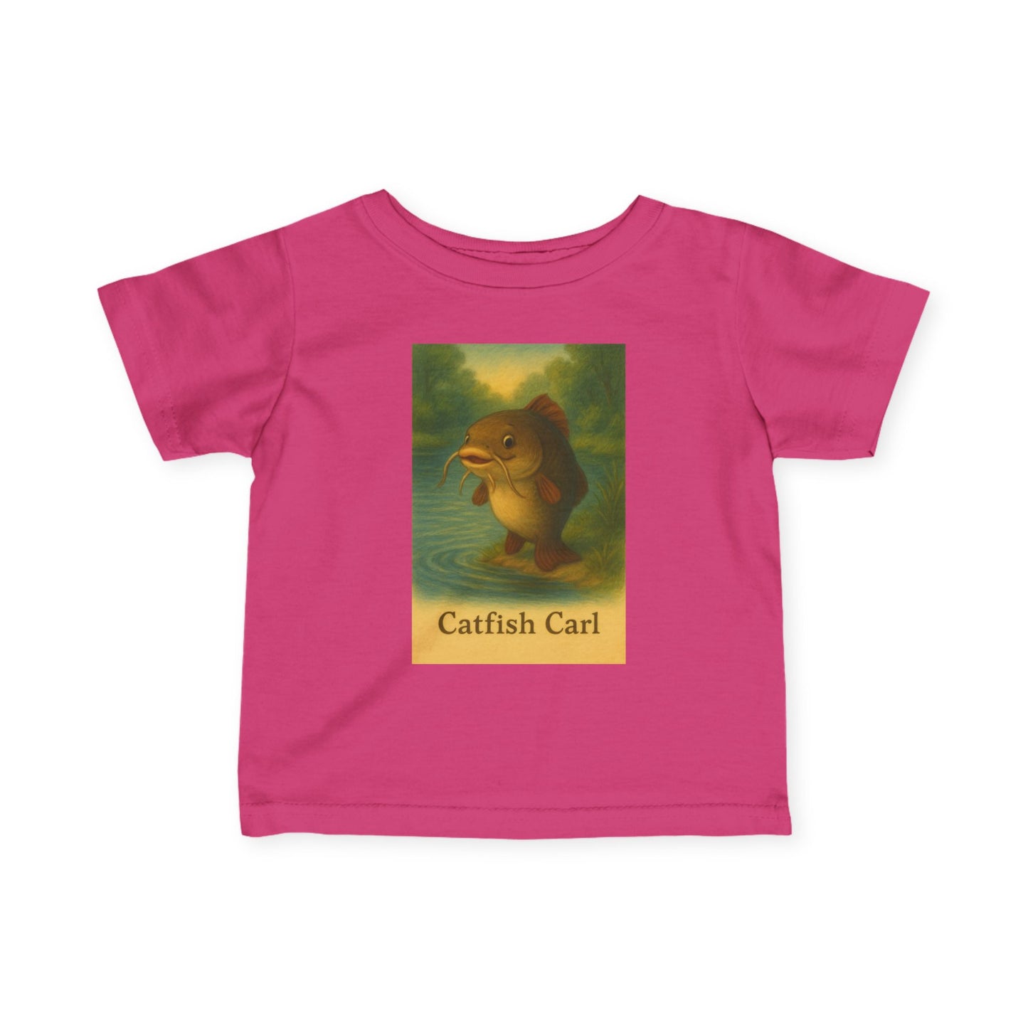 Catfish Carl Baby Tee, Cute Infant Shirt, Toddler Gift, Nursery Outfit, Fish Lover Clothing, Playful Kids Fashion