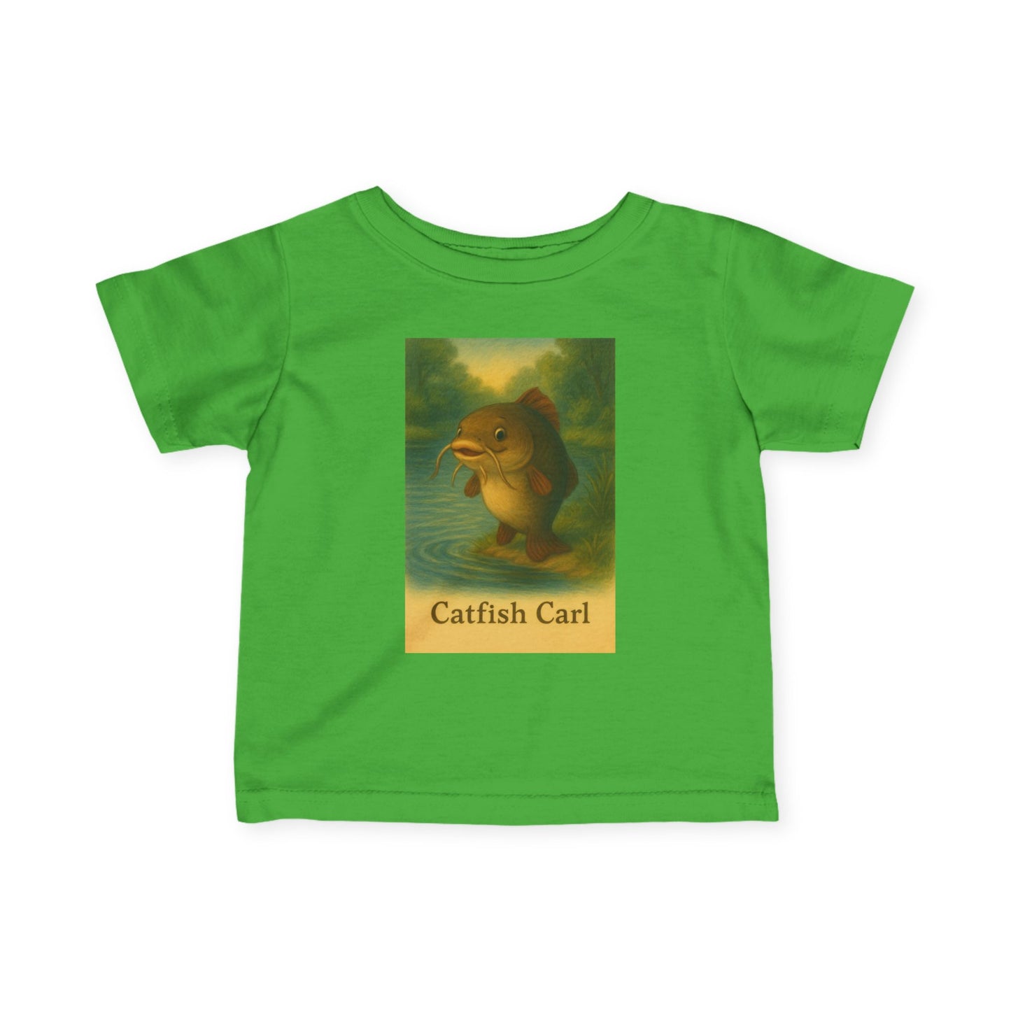 Catfish Carl Baby Tee, Cute Infant Shirt, Toddler Gift, Nursery Outfit, Fish Lover Clothing, Playful Kids Fashion