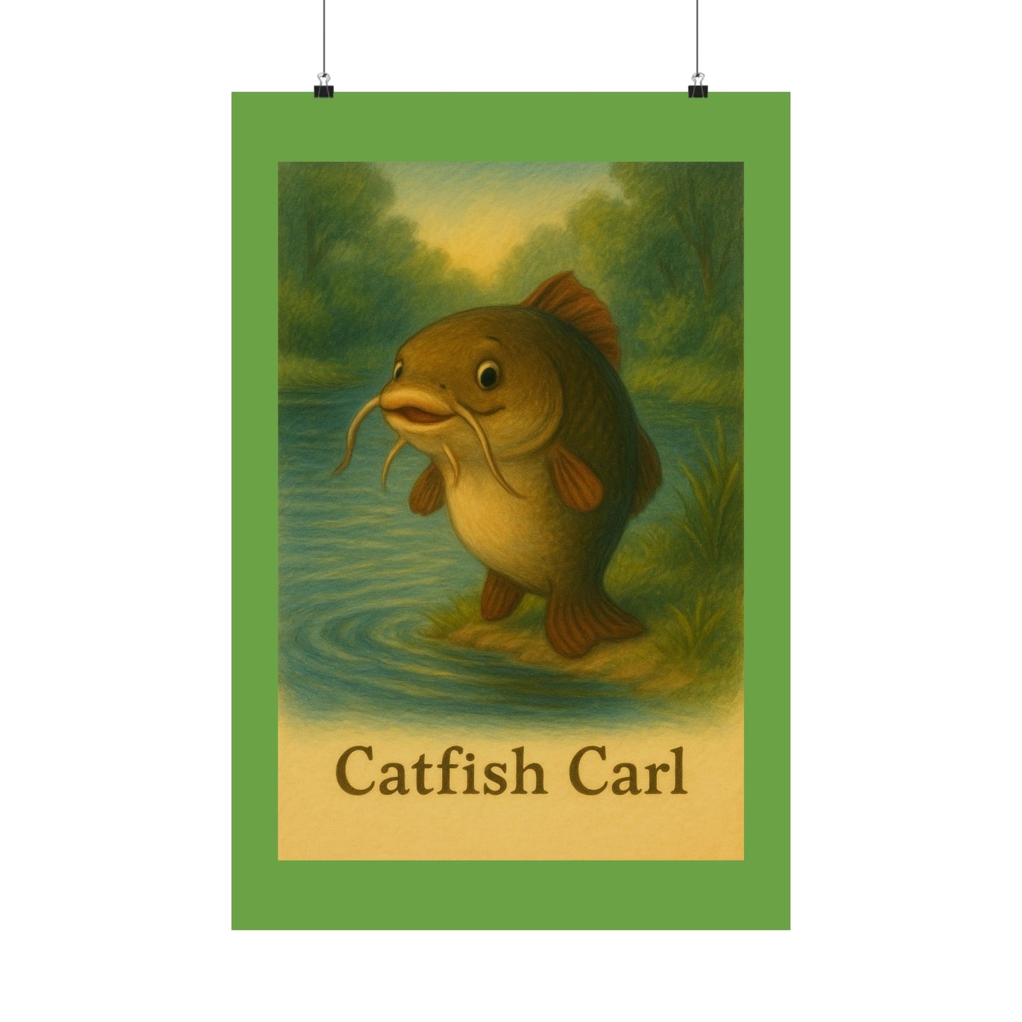 Whimsical Catfish Carl Poster: Unique Home Decor, Fishing Art, Playful Wall Decor, Gift for Anglers, Nursery Art