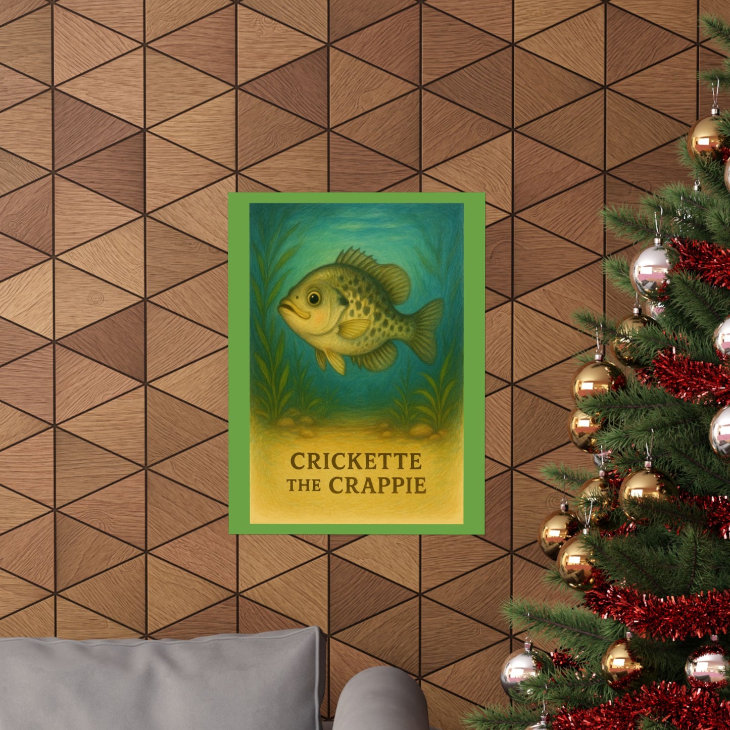 Crickette the Crappie Wall Art, Nature Decor, Fishing Theme, Quirky Home Decor, Gift for Anglers, Matte Finish Poster