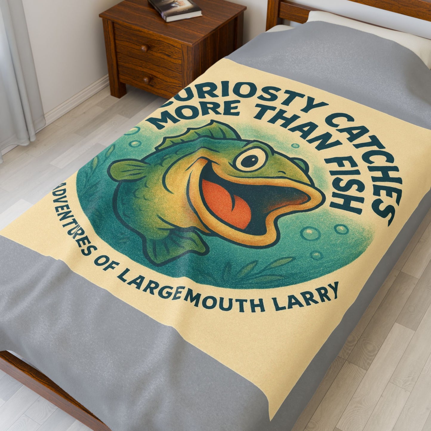 Curiosity Catches More Than Fish - Velveteen Plush Blanket for Fishing Enthusiasts, Cozy Throw for Home, Perfect Gift, Camping [...]