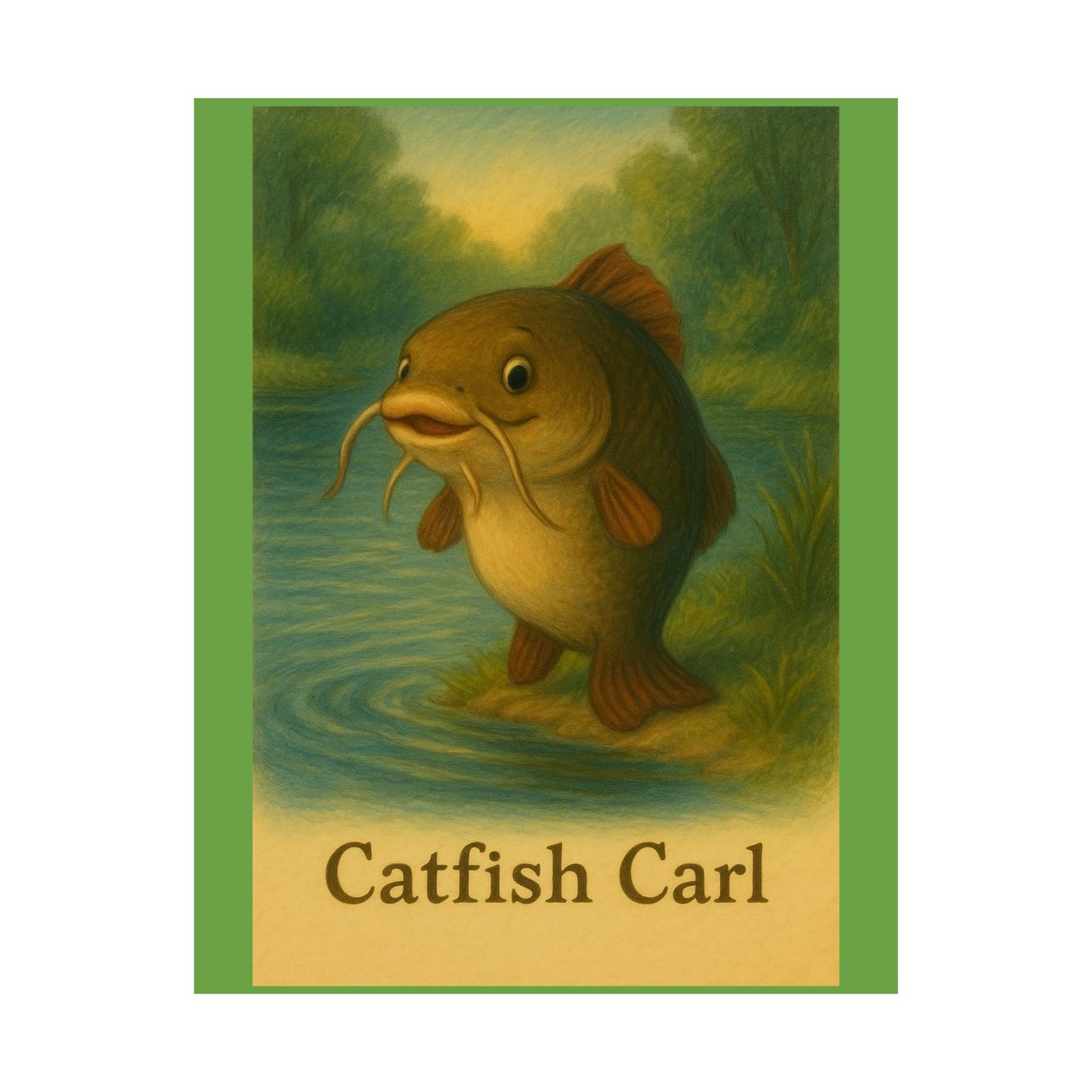 Whimsical Catfish Carl Poster: Unique Home Decor, Fishing Art, Playful Wall Decor, Gift for Anglers, Nursery Art