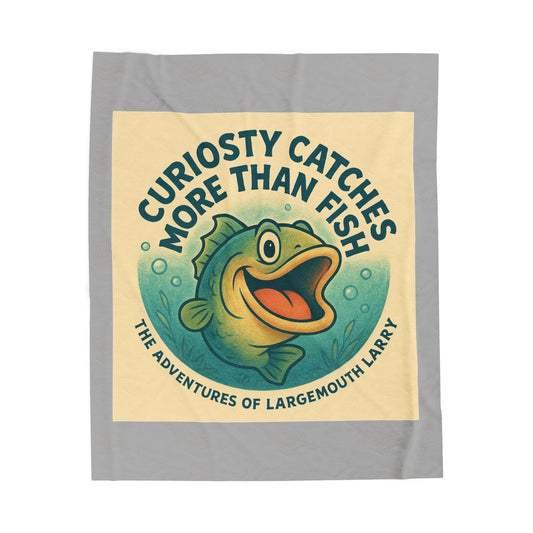 Curiosity Catches More Than Fish - Velveteen Plush Blanket for Fishing Enthusiasts, Cozy Throw for Home, Perfect Gift, Camping [...]