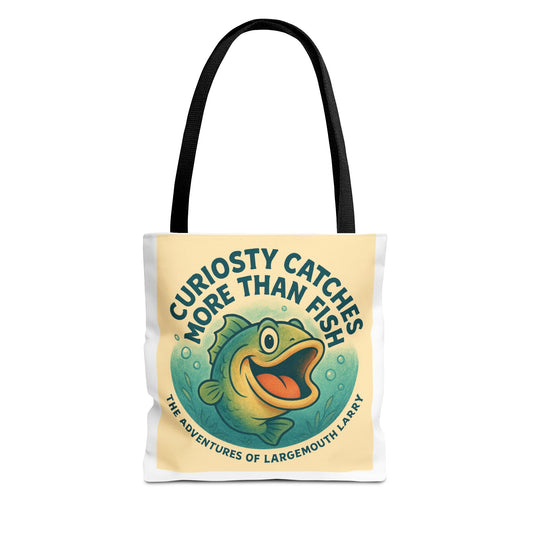 Whimsical Fishing Tote Bag - Curiosity Catches More Than Fish, Beach Bag, Eco-Friendly, Gift for Angler, Nature Lover Tote