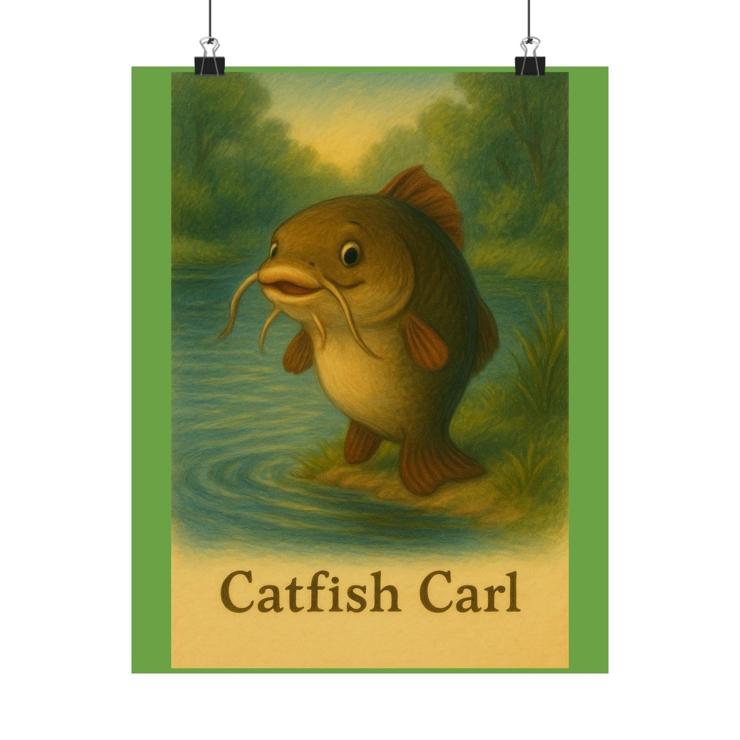 Whimsical Catfish Carl Poster: Unique Home Decor, Fishing Art, Playful Wall Decor, Gift for Anglers, Nursery Art