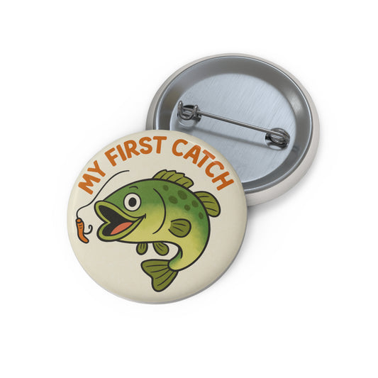 Custom Fishing Pin Buttons - Perfect for Kids, Fishing Enthusiasts, Birthday Gifts, and Celebration Accessories, My First Catch