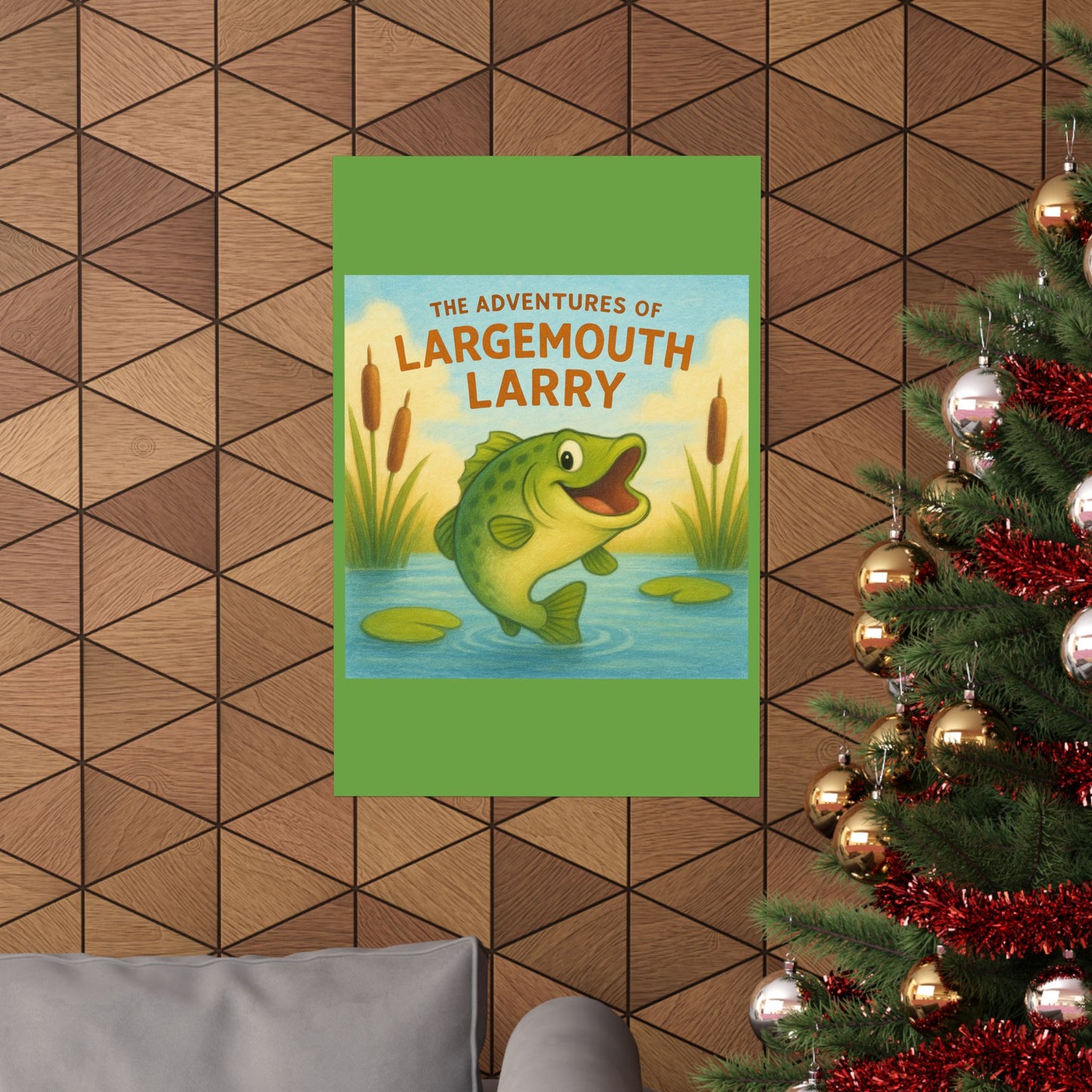 Largemouth Larry Poster, Kids Wall Art, Whimsical Decor, Nursery Artwork, Adventure Themed Print, Fishing Lover Gift