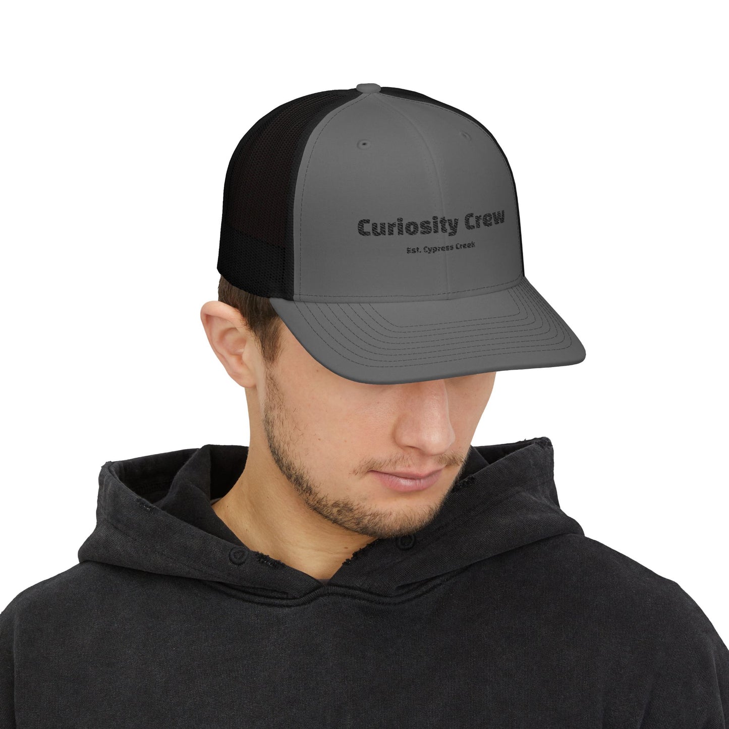 Curiosity Crew Snapback Trucker Cap, Casual Hat for Outdoor Adventures, Gift for Friends, Custom Embroidered Cap, Trendy Headwear