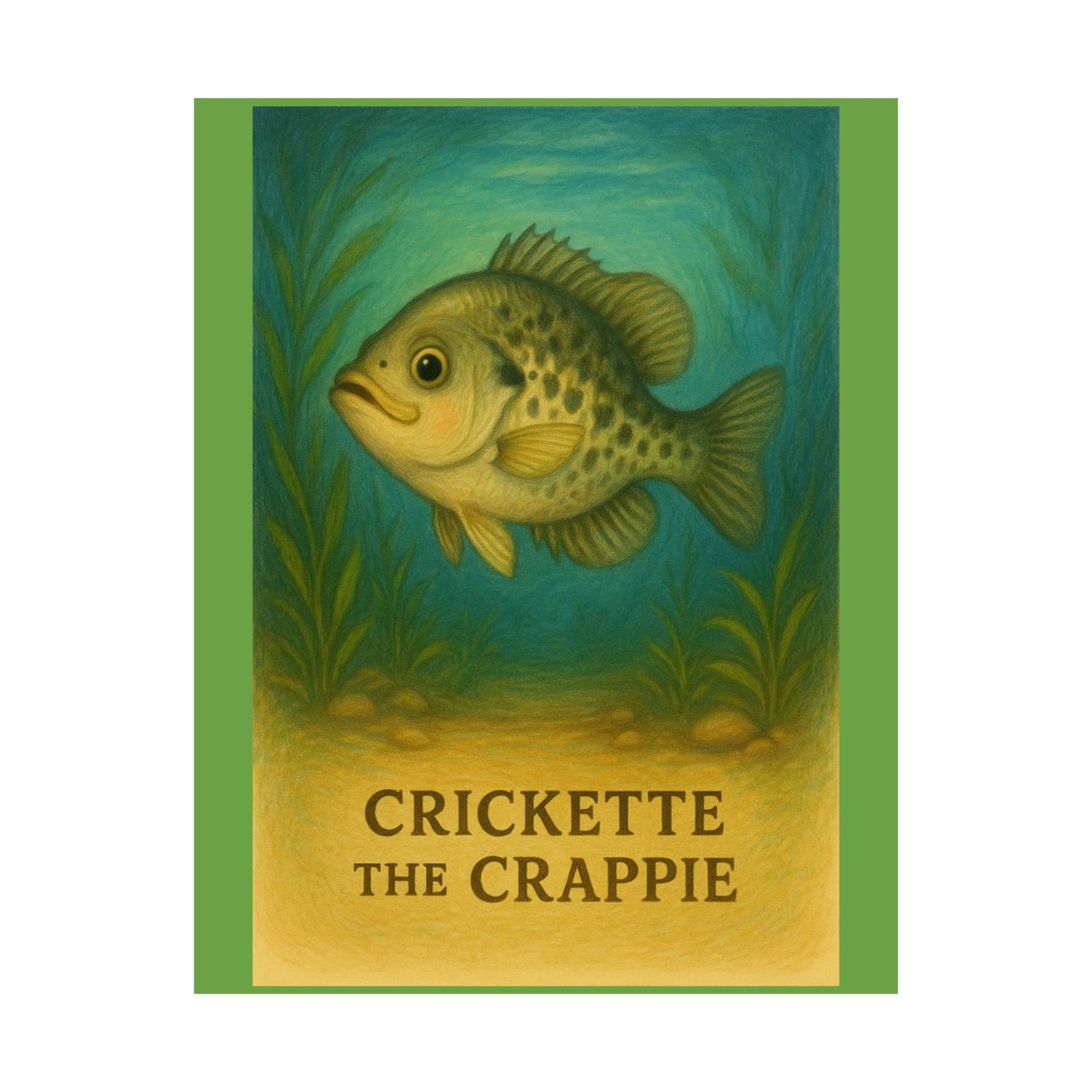 Crickette the Crappie Wall Art, Nature Decor, Fishing Theme, Quirky Home Decor, Gift for Anglers, Matte Finish Poster