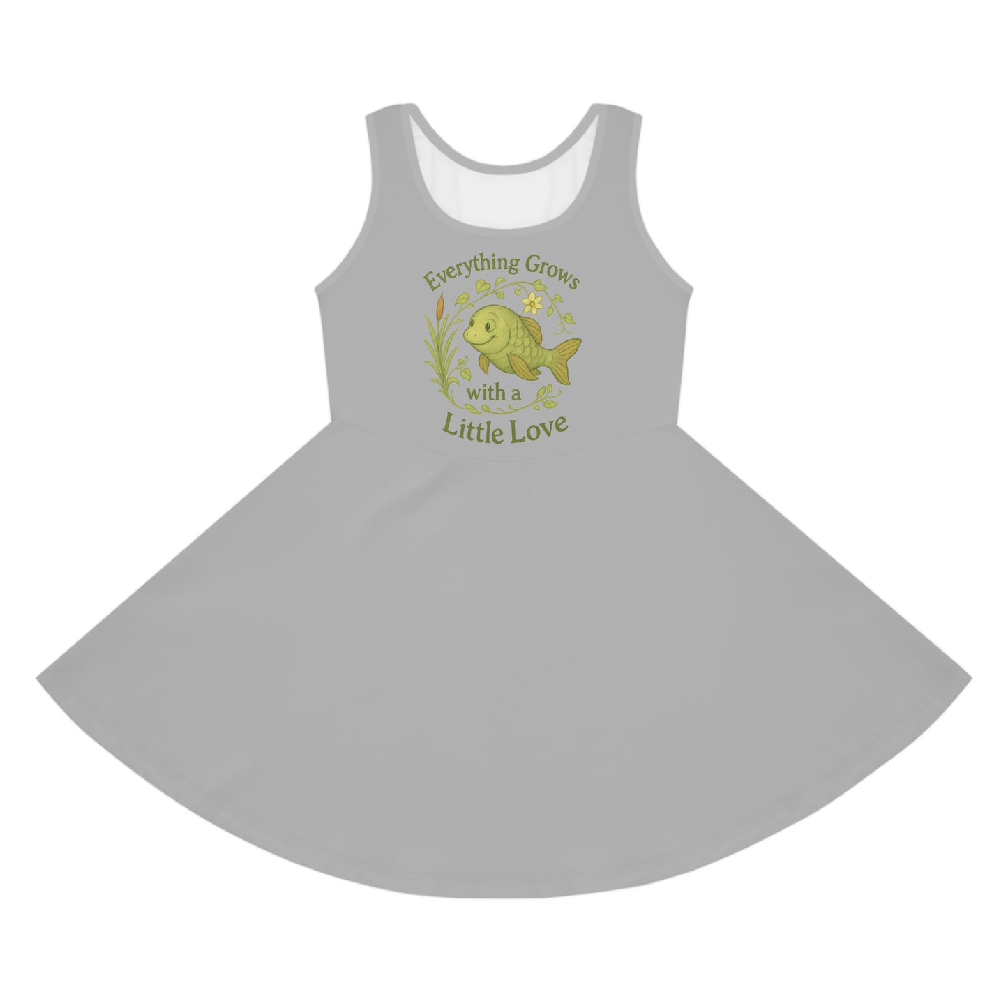 Girls' Sleeveless Sundress with Inspirational Fish Design, Cute Summer Dress, Kids' Casual Dress, Perfect for Birthdays, Picnics, [...]