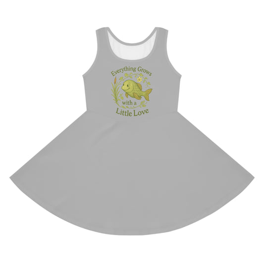 Girls' Sleeveless Sundress with Inspirational Fish Design, Cute Summer Dress, Kids' Casual Dress, Perfect for Birthdays, Picnics, [...]