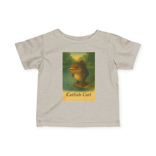 Catfish Carl Baby Tee, Cute Infant Shirt, Toddler Gift, Nursery Outfit, Fish Lover Clothing, Playful Kids Fashion