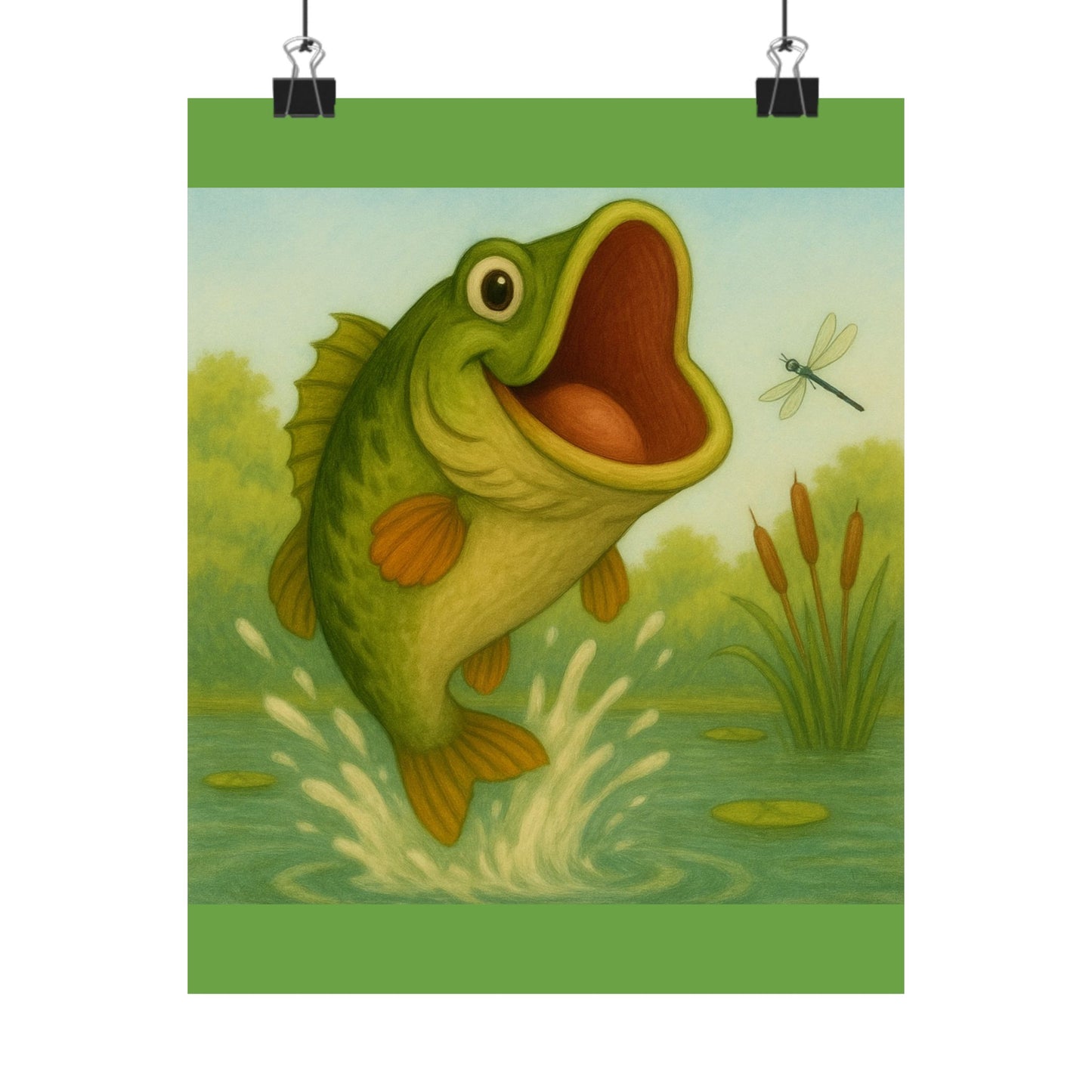 Playful Fish Art Poster, Kids Room Decor, Fishing Lover Gift, Nature Wall Art, Nursery Print, Birthday Gift Idea