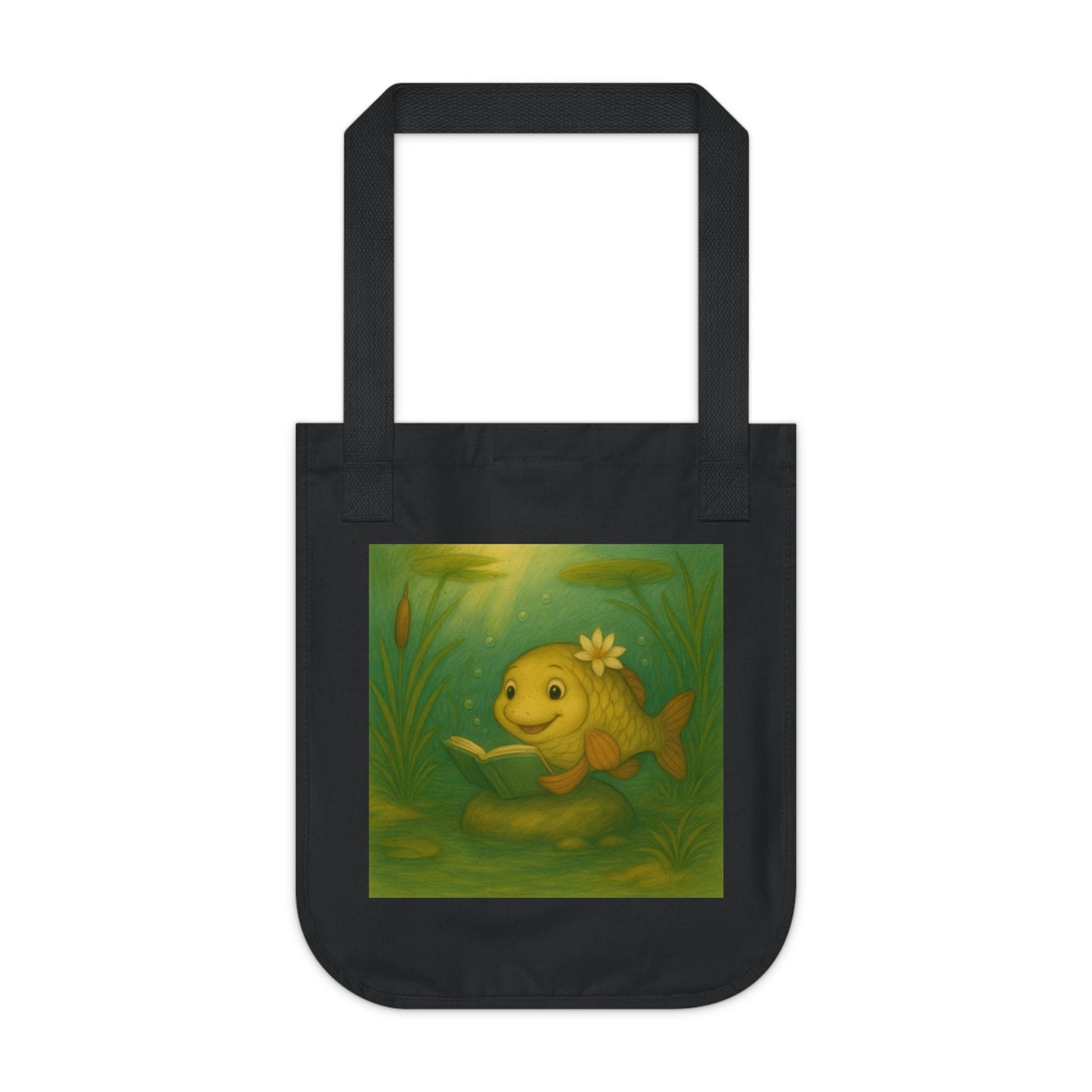 Playful Organic Canvas Tote Bag with Whimsical Fish Designs, Eco-Friendly Shopping Tote, Beach Bag, Pet Lover Gift, Fun Accessory