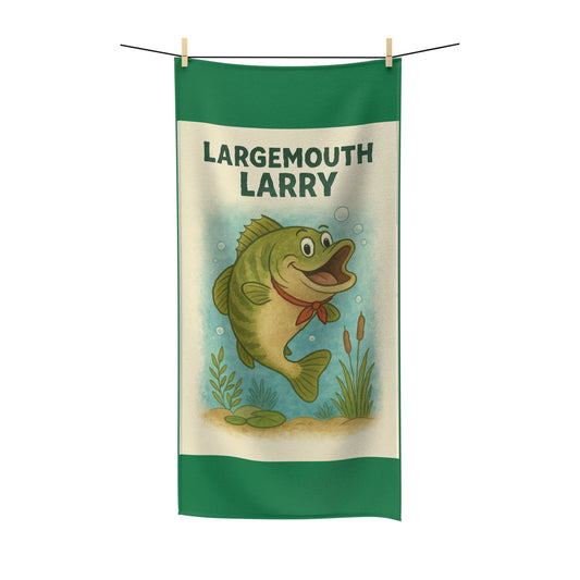 Fishing Towel for Outdoor Enthusiasts, Largemouth Larry Design, Perfect for Boating, Camping, Beach Days, Gifts for Fishermen