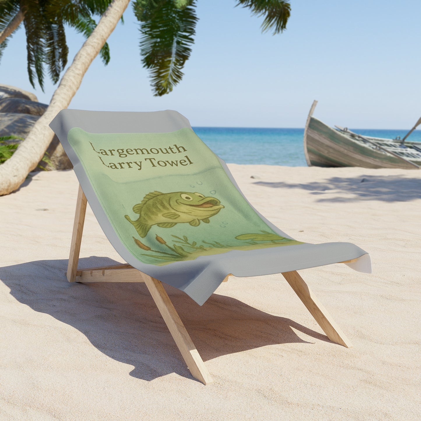 Largemouth Larry Beach Towel, Fun Fishing Towel, Summer Pool Accessory, Unique Gift for Anglers, Outdoor Beach Blanket