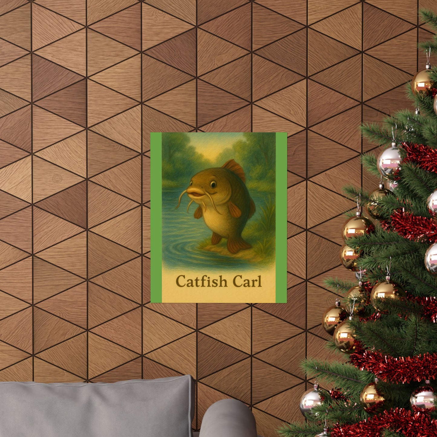 Whimsical Catfish Carl Poster: Unique Home Decor, Fishing Art, Playful Wall Decor, Gift for Anglers, Nursery Art