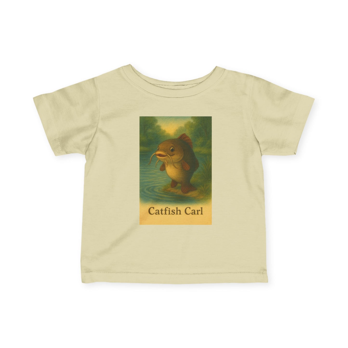Catfish Carl Baby Tee, Cute Infant Shirt, Toddler Gift, Nursery Outfit, Fish Lover Clothing, Playful Kids Fashion