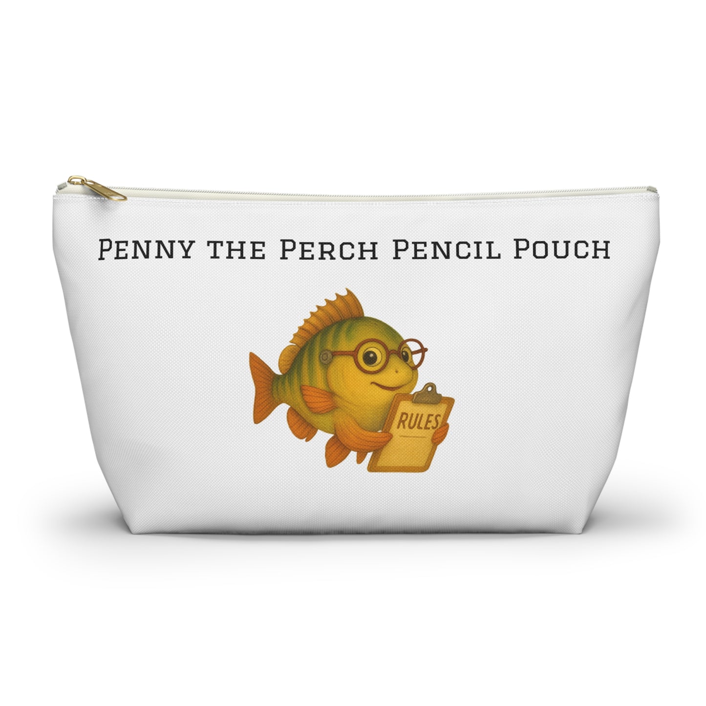 Penny the Perch Pencil Pouch | Cute Fish Accessory Bag, Kids' School Supplies, Back to School Gift, Stationery Organizer, Fun Fishing Theme