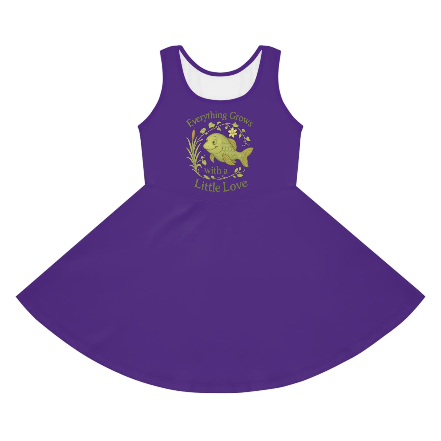 Girls' Purple Fish Print Sundress, Perfect for Summer, Birthdays, Beach Trips, Family Gatherings, Playdates, Girls' Fashion, Playful Dress