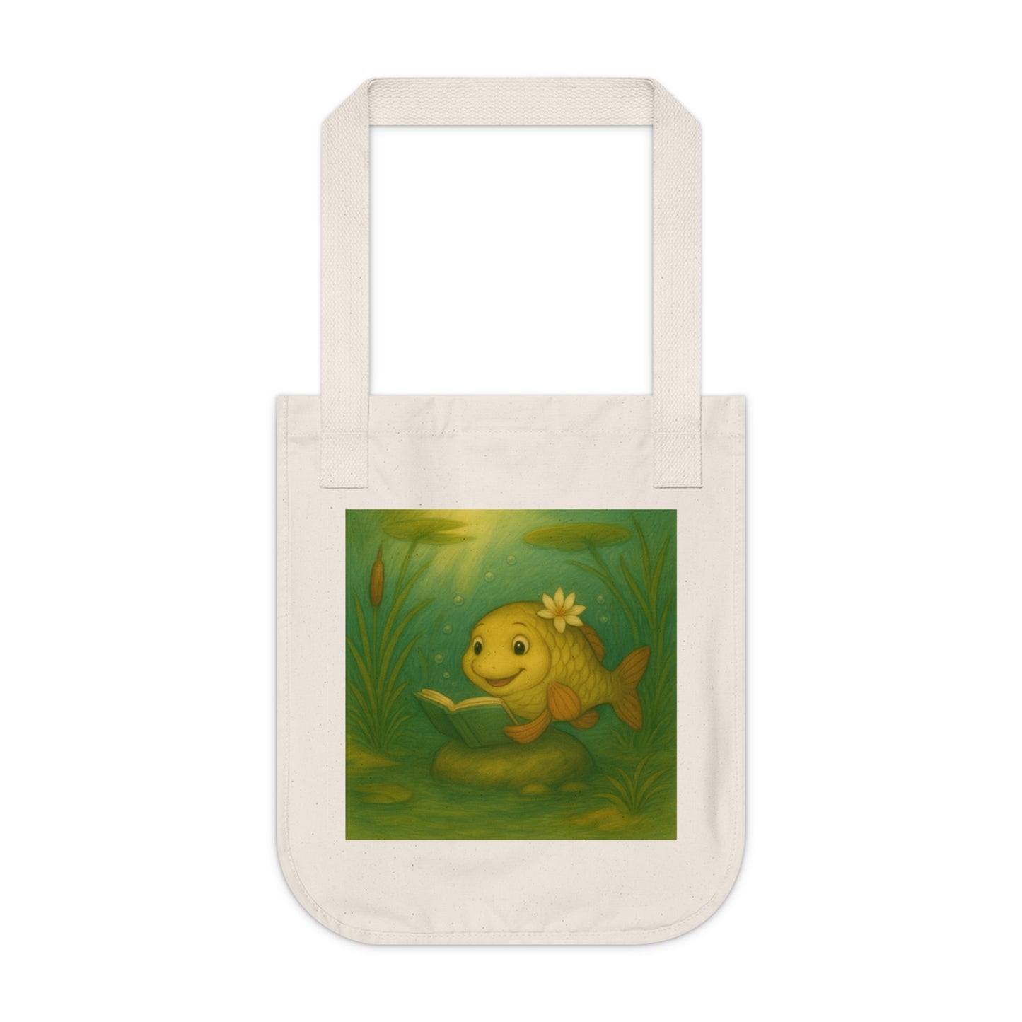 Playful Organic Canvas Tote Bag with Whimsical Fish Designs, Eco-Friendly Shopping Tote, Beach Bag, Pet Lover Gift, Fun Accessory