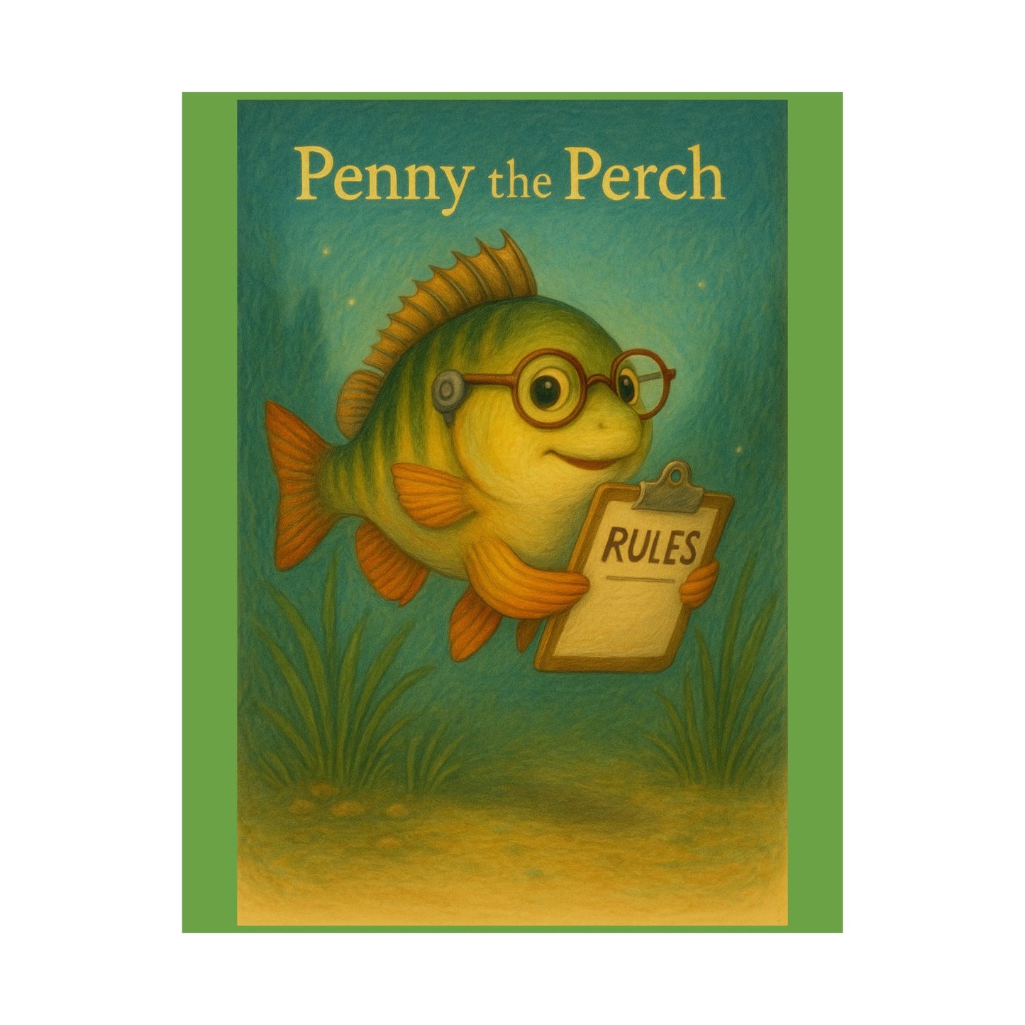 Cute Kids' Wall Art, Penny the Perch Poster, Playroom Decor, Fish Illustration, Educational Art for Kids' Room, Fun Nursery Decor