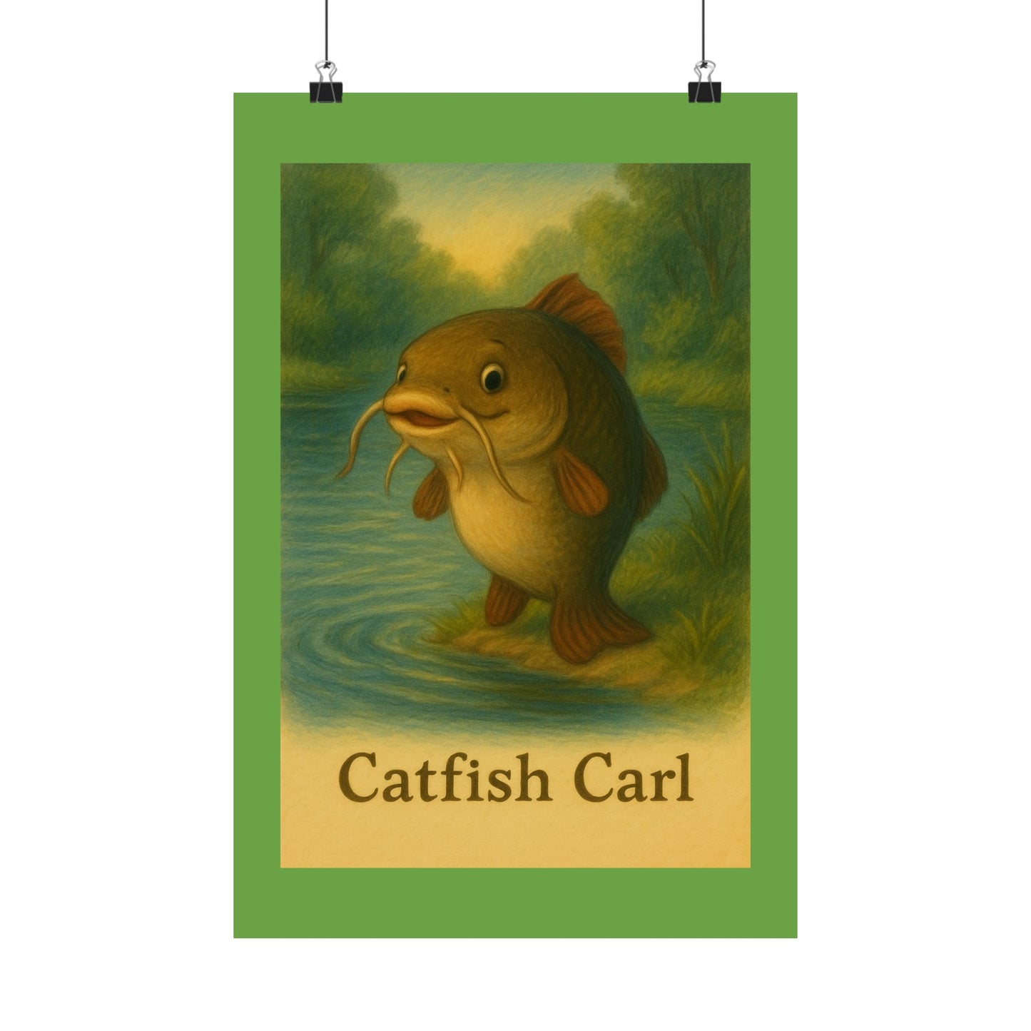 Whimsical Catfish Carl Poster: Unique Home Decor, Fishing Art, Playful Wall Decor, Gift for Anglers, Nursery Art