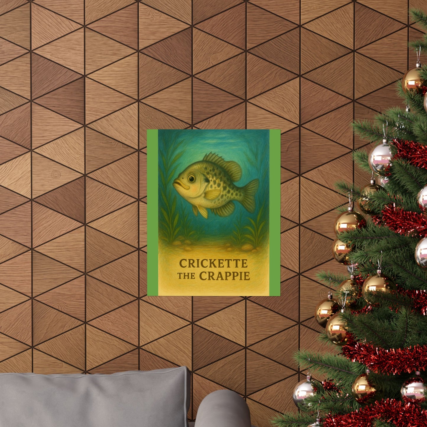 Crickette the Crappie Wall Art, Nature Decor, Fishing Theme, Quirky Home Decor, Gift for Anglers, Matte Finish Poster