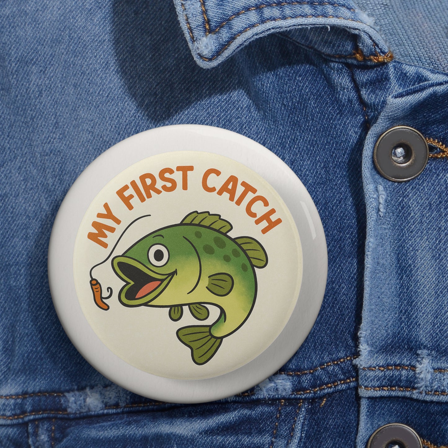 Custom Fishing Pin Buttons - Perfect for Kids, Fishing Enthusiasts, Birthday Gifts, and Celebration Accessories, My First Catch