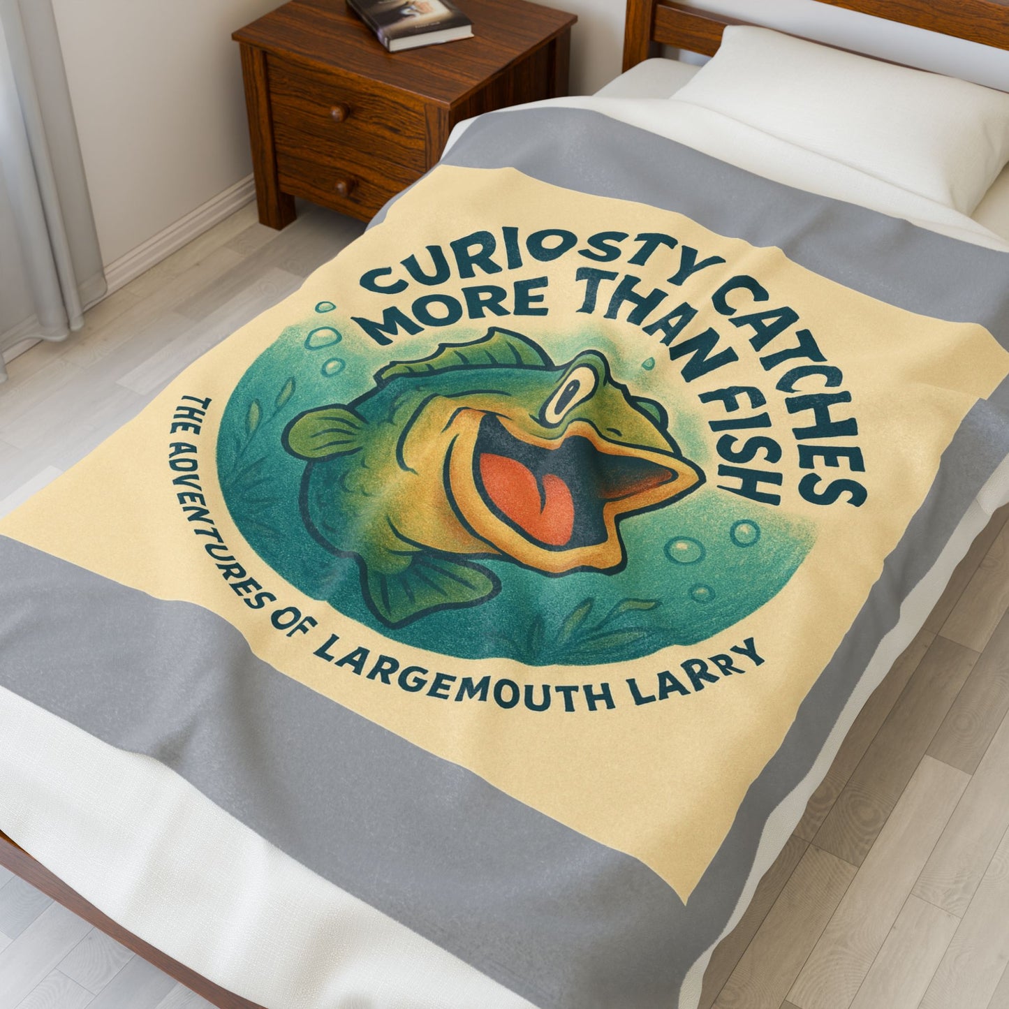 Curiosity Catches More Than Fish - Velveteen Plush Blanket for Fishing Enthusiasts, Cozy Throw for Home, Perfect Gift, Camping [...]