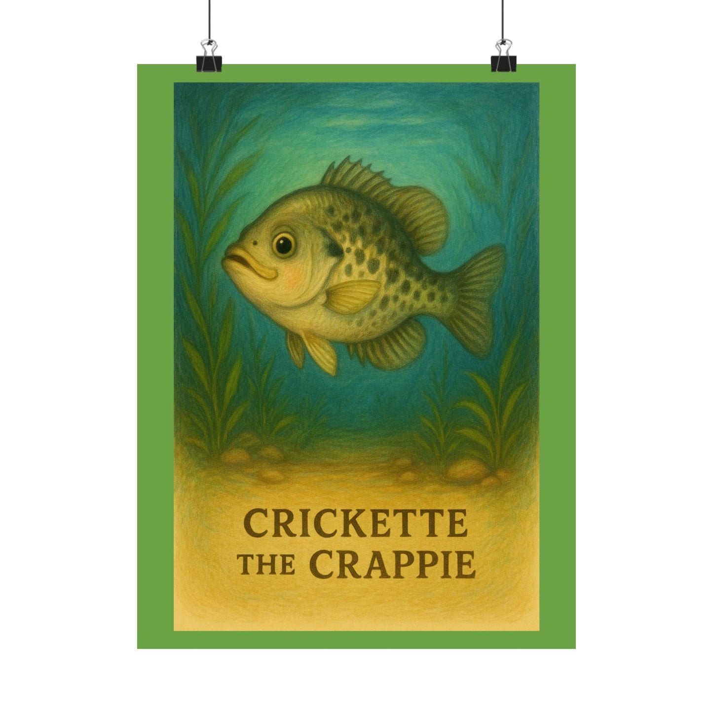 Crickette the Crappie Wall Art, Nature Decor, Fishing Theme, Quirky Home Decor, Gift for Anglers, Matte Finish Poster
