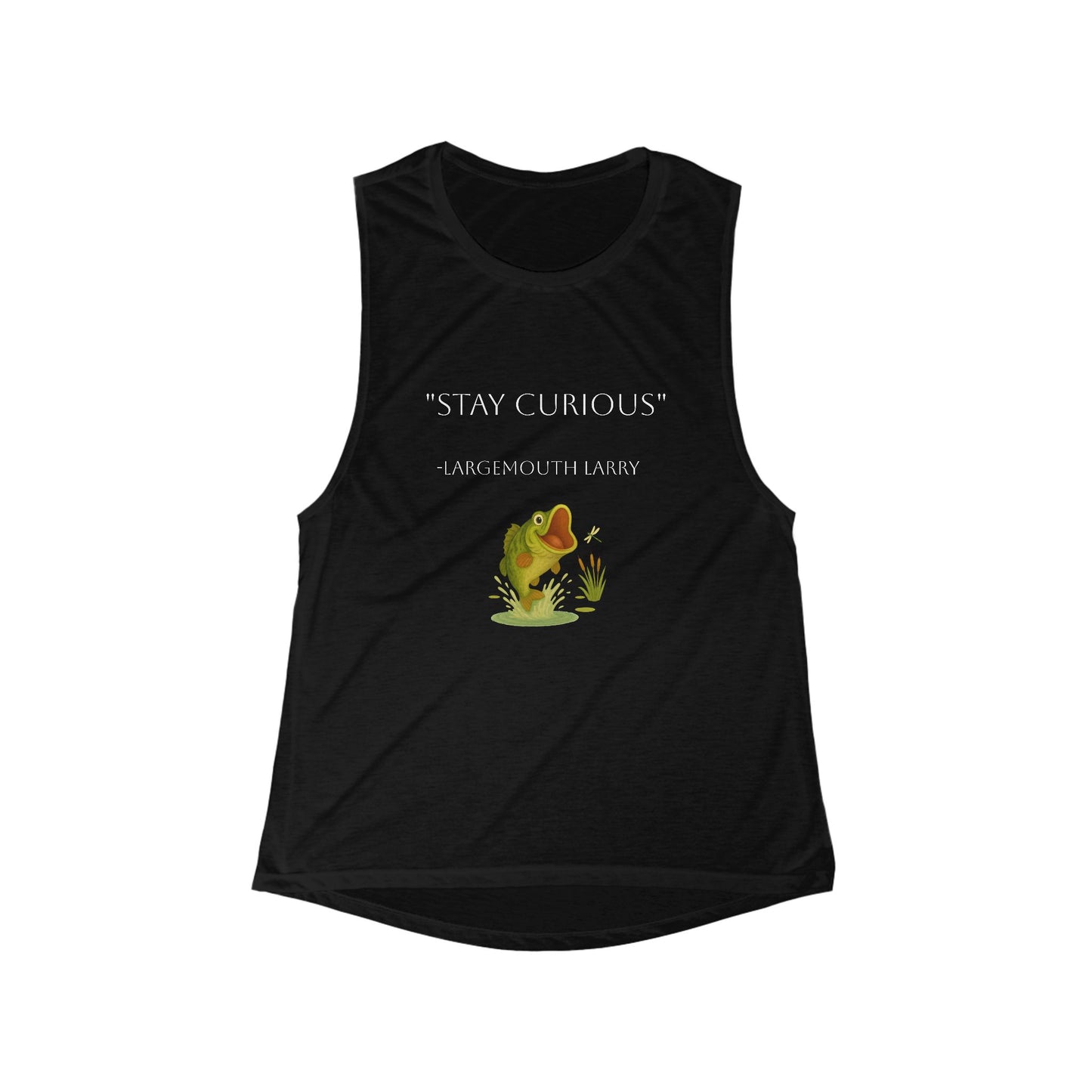 Women's Flowy Scoop Muscle Tank - Stay Curious Frog Tank Top, Casual Workout Shirt, Gift for Nature Lovers, Inspirational Fitness [...]