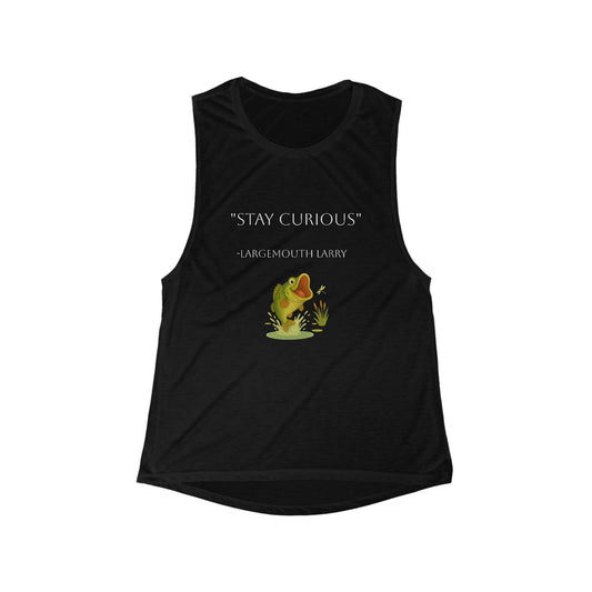 Women's Flowy Scoop Muscle Tank - Stay Curious Frog Tank Top, Casual Workout Shirt, Gift for Nature Lovers, Inspirational Fitness [...]