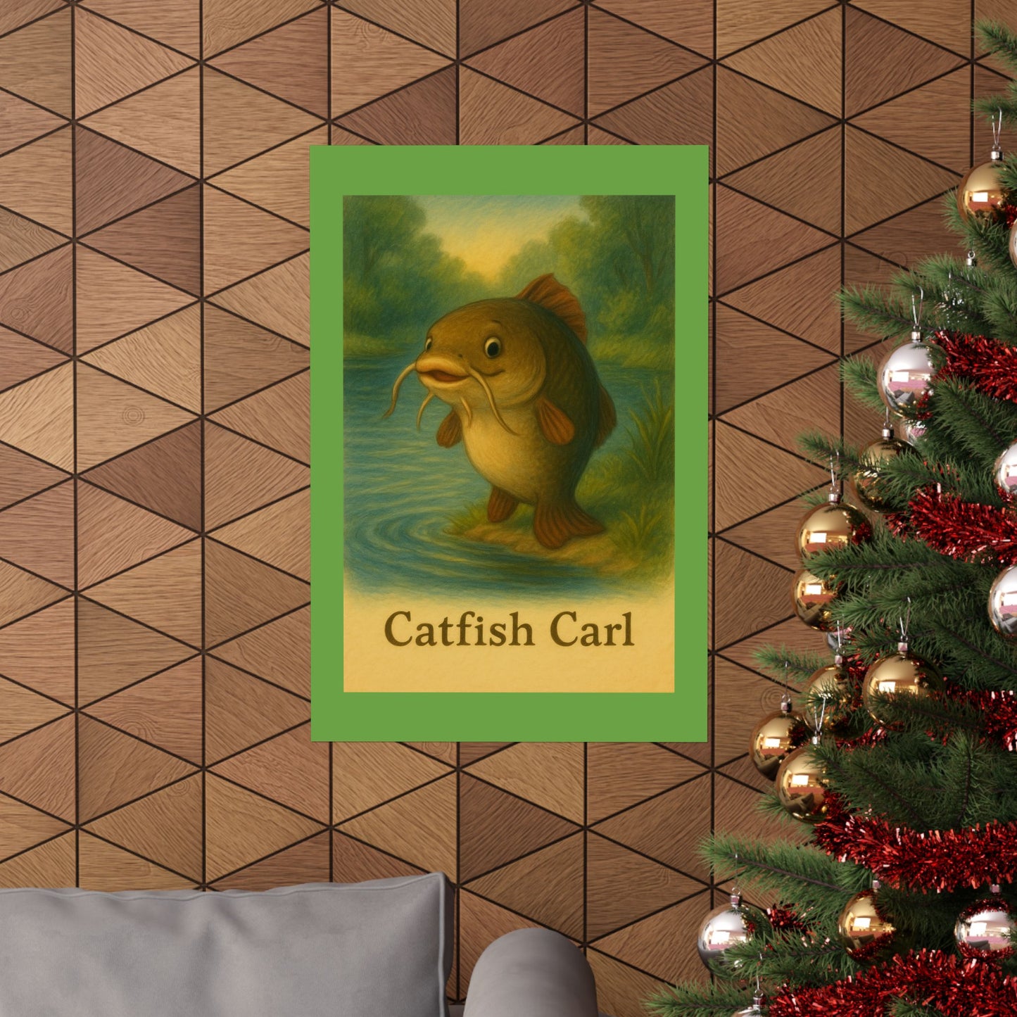 Whimsical Catfish Carl Poster: Unique Home Decor, Fishing Art, Playful Wall Decor, Gift for Anglers, Nursery Art