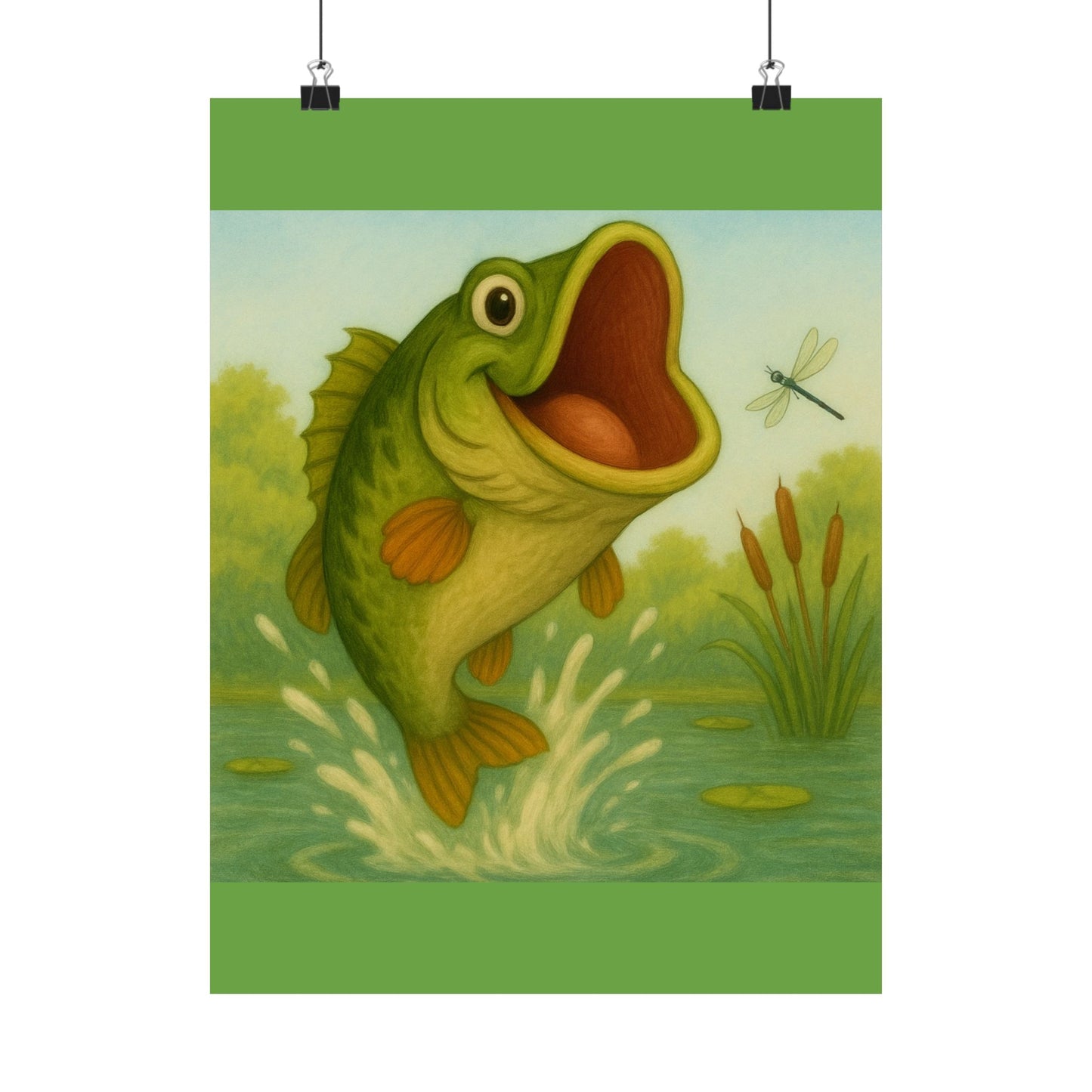 Playful Fish Art Poster, Kids Room Decor, Fishing Lover Gift, Nature Wall Art, Nursery Print, Birthday Gift Idea