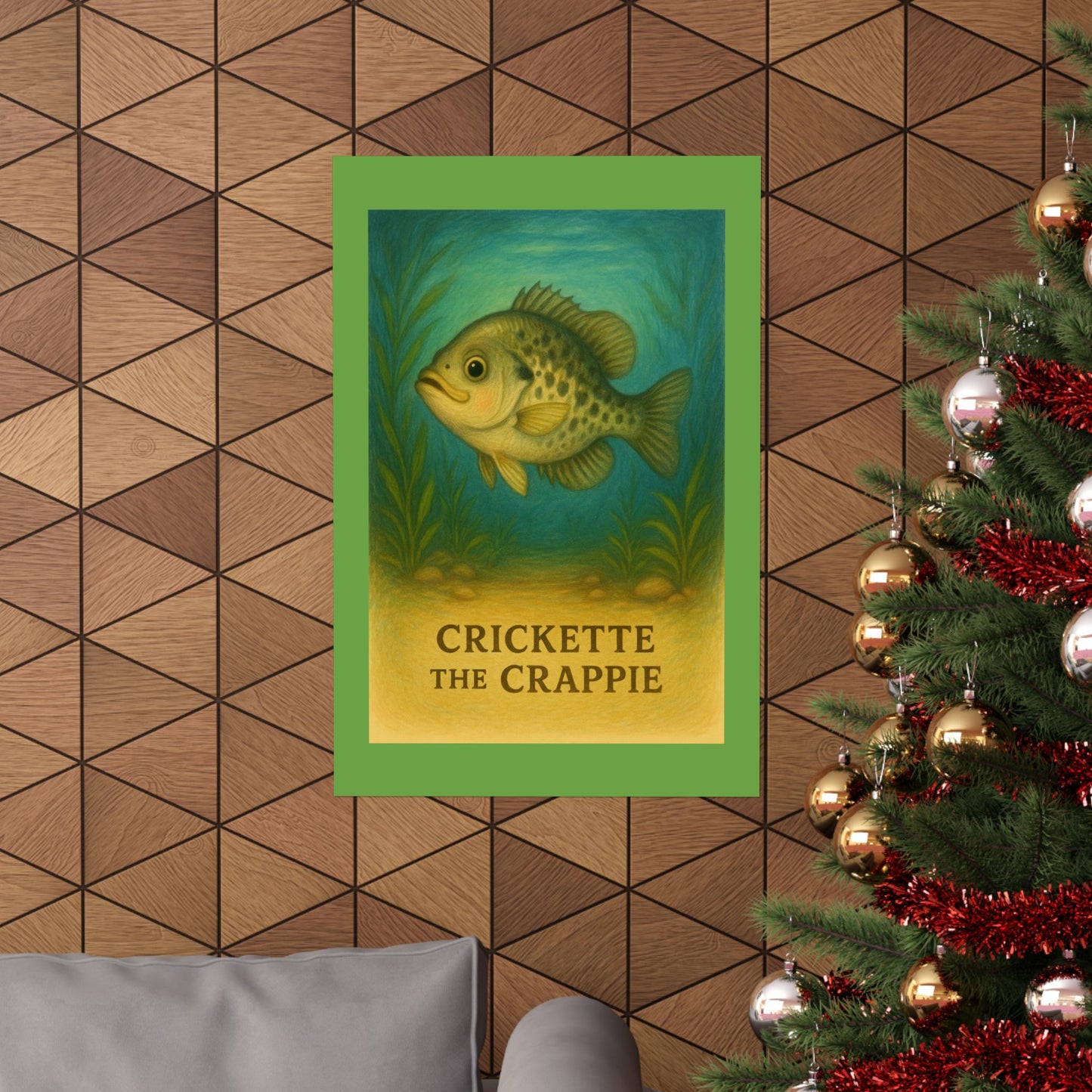 Crickette the Crappie Wall Art, Nature Decor, Fishing Theme, Quirky Home Decor, Gift for Anglers, Matte Finish Poster