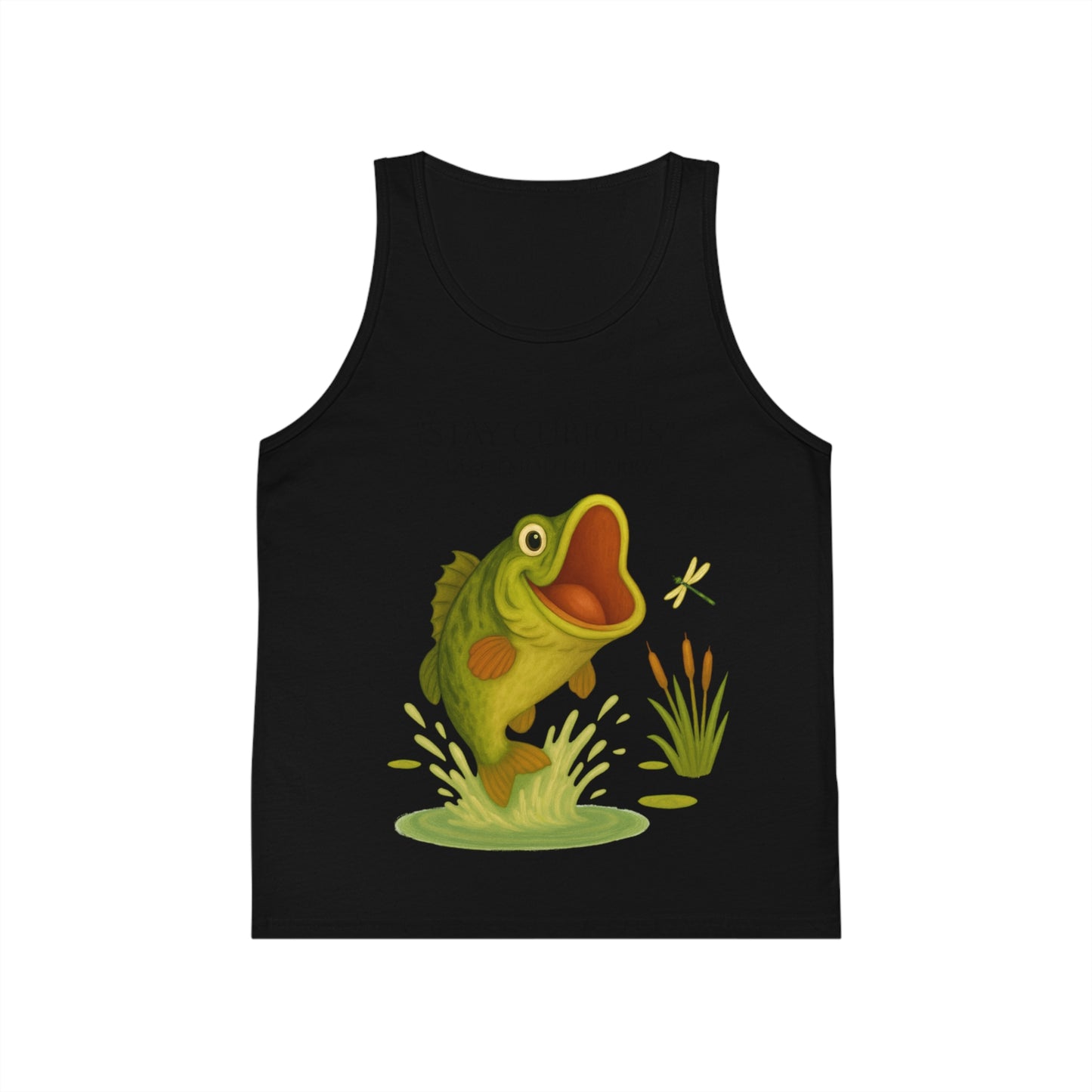 Stay Curious Kid's Jersey Tank Top, Fun Summer Wear, Fishing Gift, Outdoor Adventure Shirt, Playful Children's Clothing