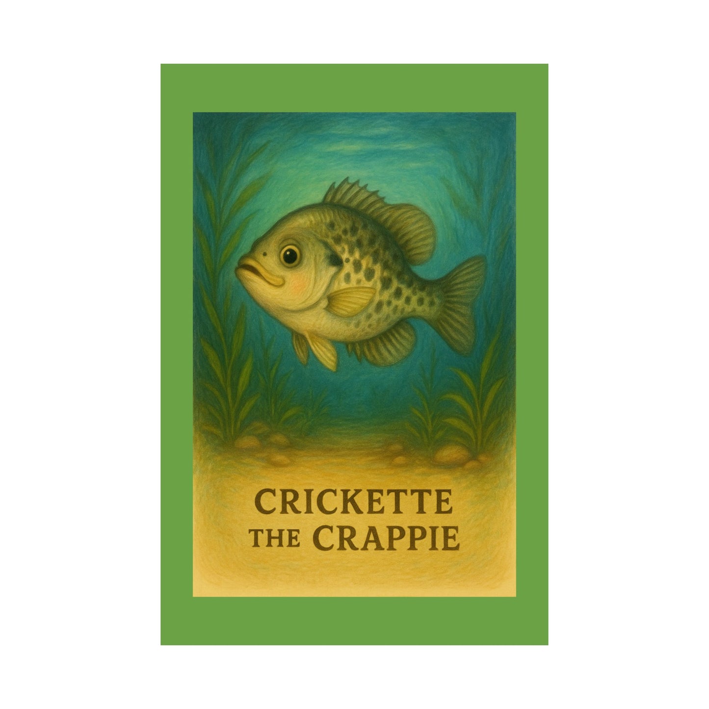Crickette the Crappie Wall Art, Nature Decor, Fishing Theme, Quirky Home Decor, Gift for Anglers, Matte Finish Poster