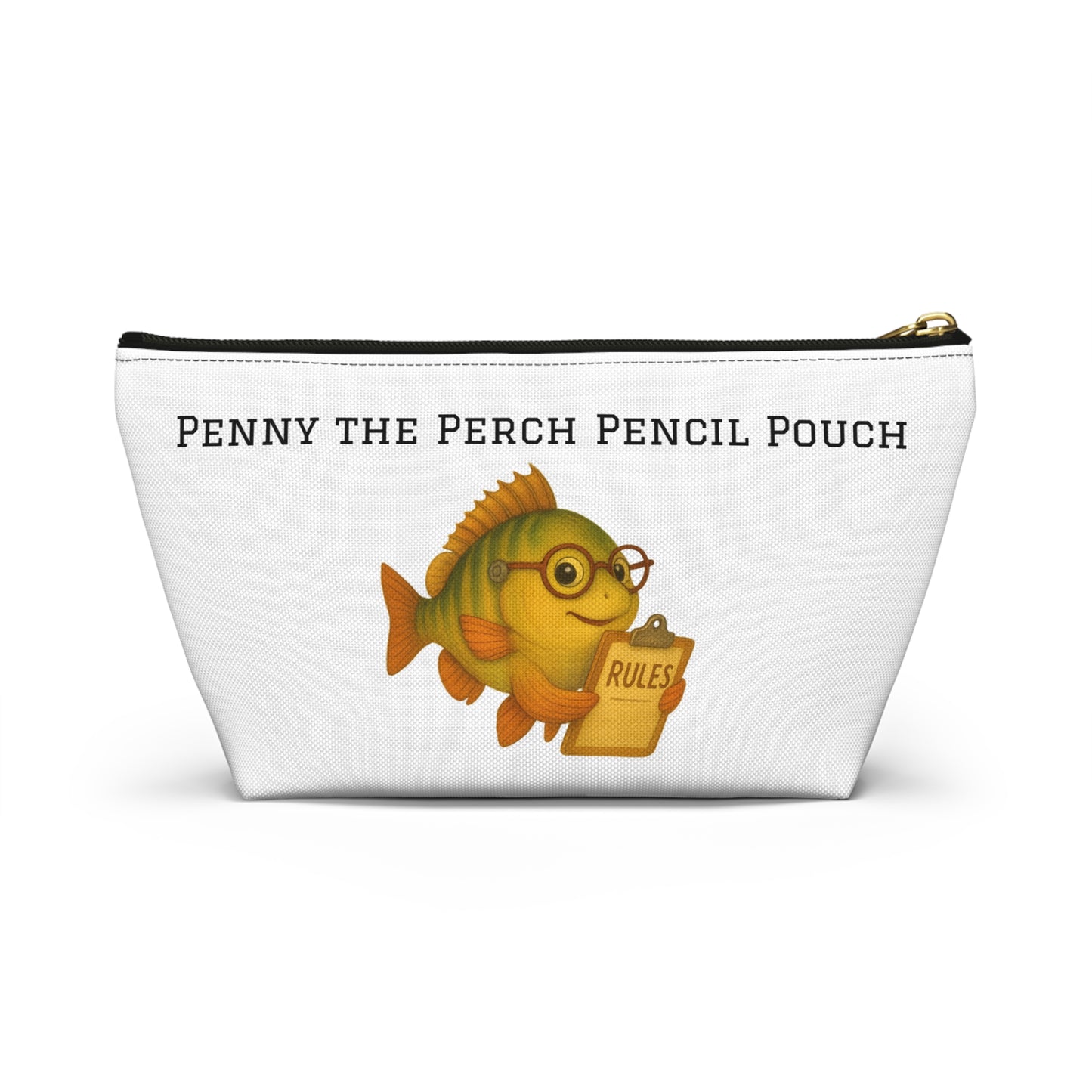Penny the Perch Pencil Pouch | Cute Fish Accessory Bag, Kids' School Supplies, Back to School Gift, Stationery Organizer, Fun Fishing Theme