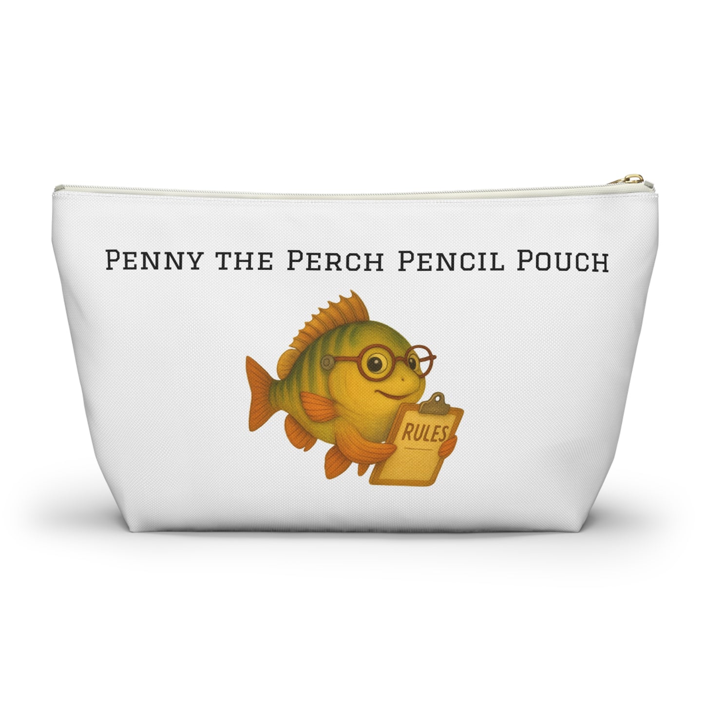 Penny the Perch Pencil Pouch | Cute Fish Accessory Bag, Kids' School Supplies, Back to School Gift, Stationery Organizer, Fun Fishing Theme