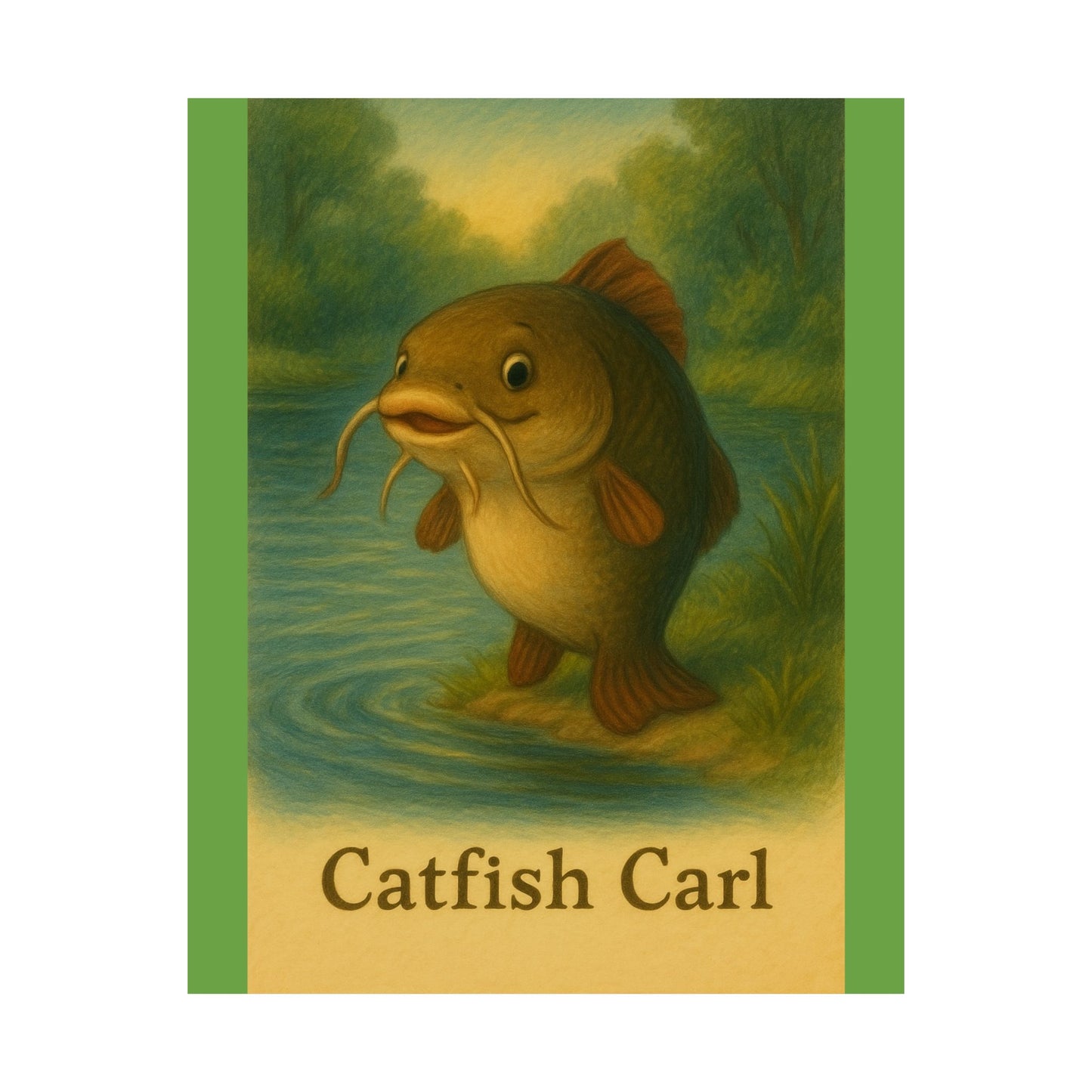 Whimsical Catfish Carl Poster: Unique Home Decor, Fishing Art, Playful Wall Decor, Gift for Anglers, Nursery Art