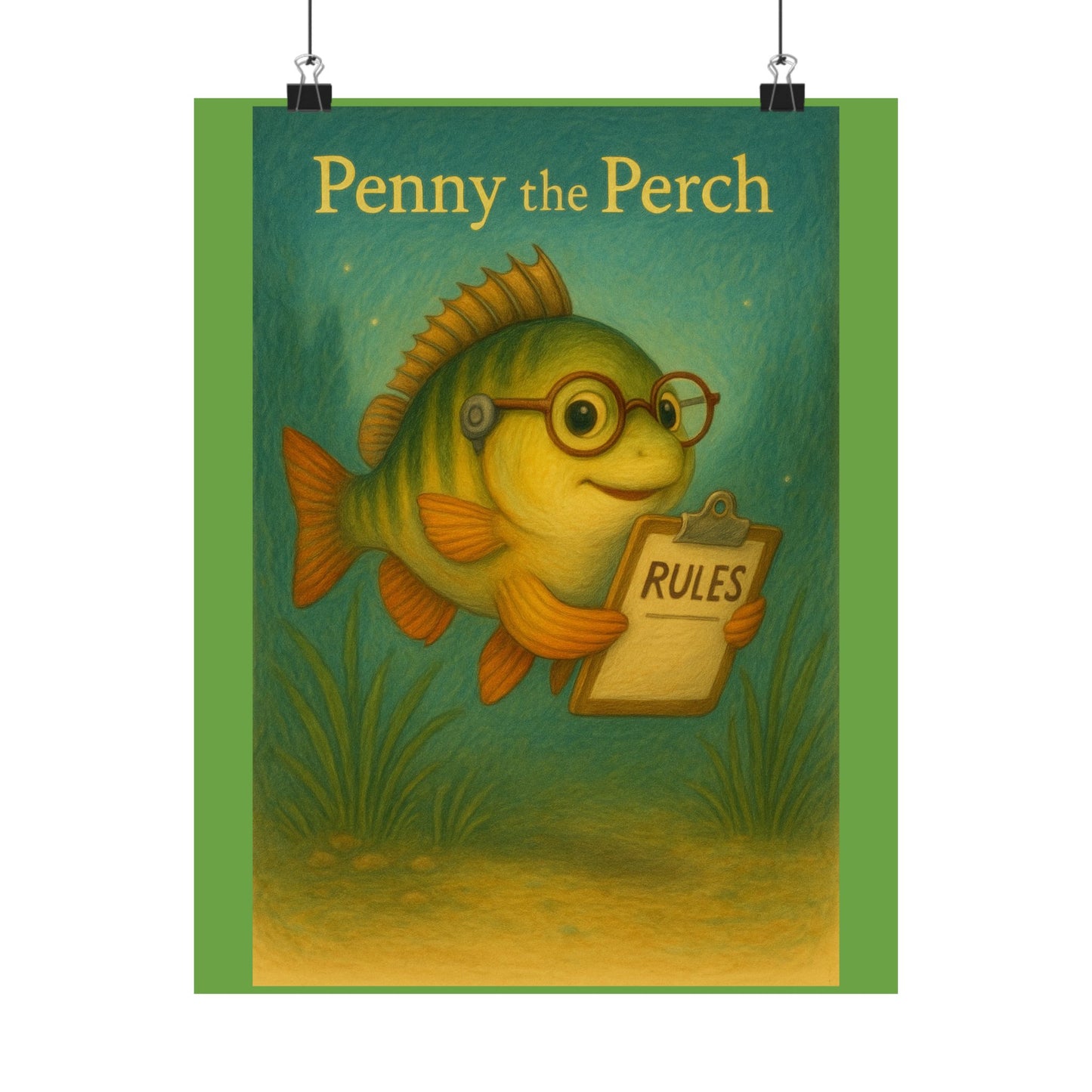 Cute Kids' Wall Art, Penny the Perch Poster, Playroom Decor, Fish Illustration, Educational Art for Kids' Room, Fun Nursery Decor